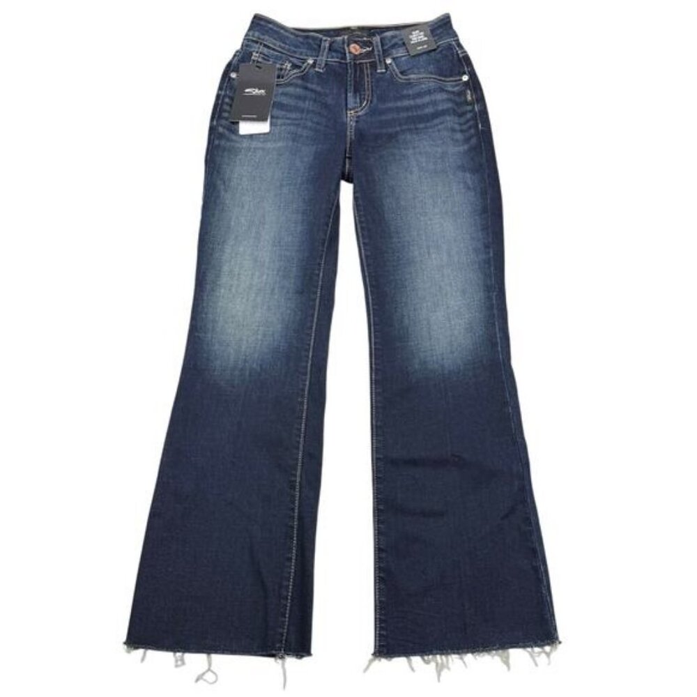 NWT SILVER JEANS Suki Curvy Fit Mid Rise Kick Flare Jean Size 24 Indigo - Picture 3 of 8